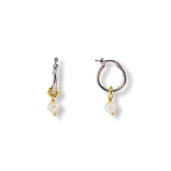 Orecchini A Cerchio Con Perla In Argento 925 – Piccoli Cerchi Sfera Bianca Anallergici – Regalo In Scatola Per Donna E Ragazza