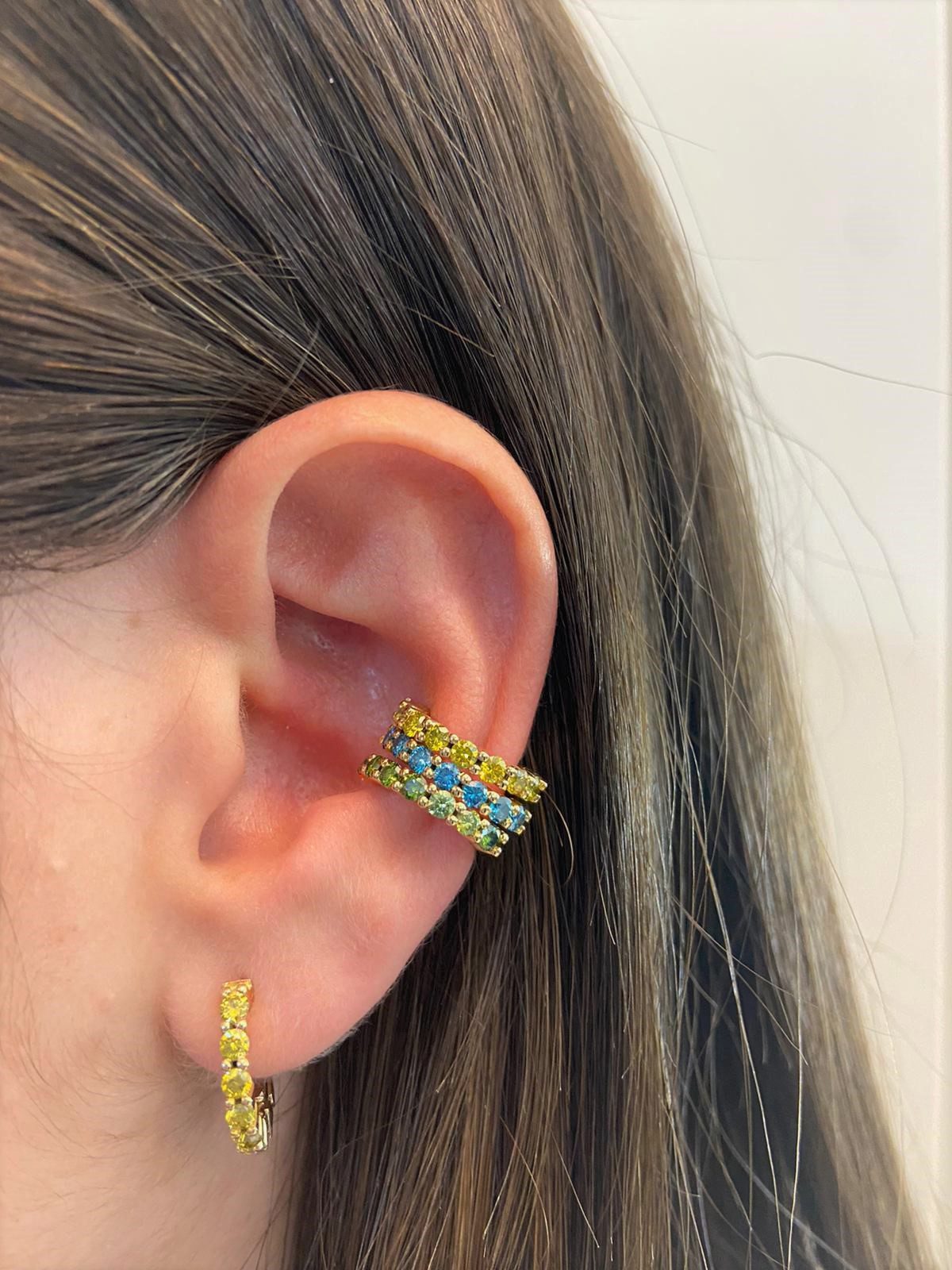 "Rainbow" Ear Cuff Orecchini Oro & Diamanti Colorati Marika De Cesare