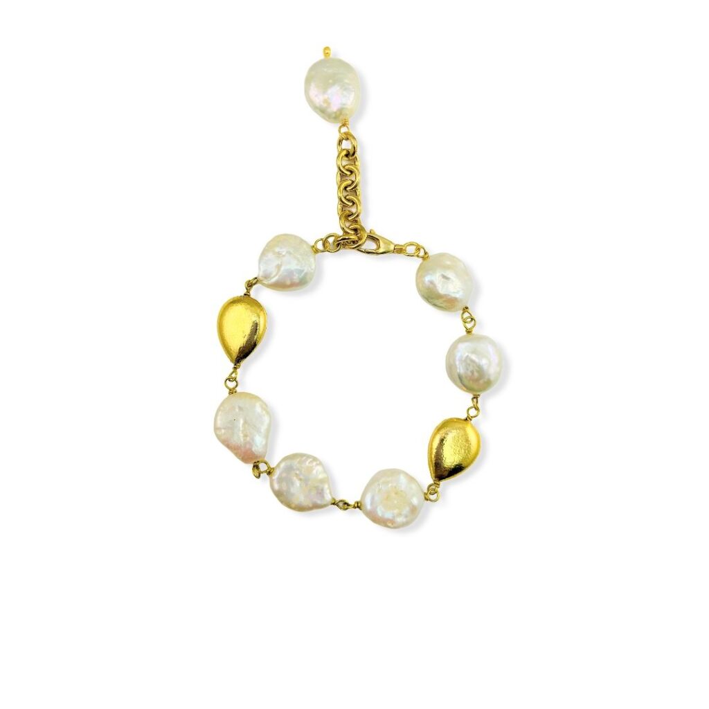 Bracciale Drop Stones. Acciaio con Placcatura in oro 18 kt e