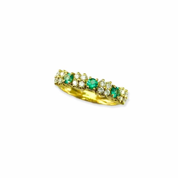 anello-orogiallo-18kt-smeraldi-diamanti-anelloveretta-marikadecesare-gioielli