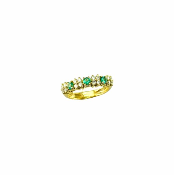 anello-orogiallo-18kt-smeraldi-diamanti-anelloveretta-marikadecesare-gioielli