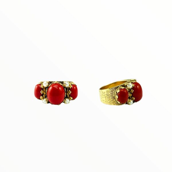 anelliantichi-gioiellivintage-corallo-perle-14kt-marikadecesare