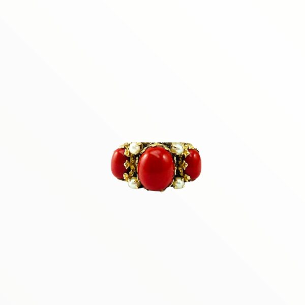 anelliantichi-gioiellivintage-corallo-perle-14kt-marikadecesare